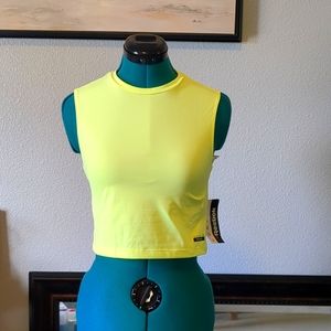 Reebok florescent yellow cropped tank NWT  size 2XS